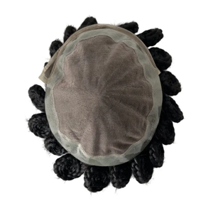 Recién llegado <span class=keywords><strong>trenzas</strong></span> de maíz pastel <span class=keywords><strong>afro</strong></span> Peluca de <span class=keywords><strong>hombre</strong></span> pieza de repuesto Sistema de cabello indio encaje frontal mono Topper trenza de maíz tupé - Product Image 5