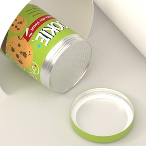 Recipiente Redondo de Aluminio Personalizable de 500 ml para Galletas, con Doble Tapa, Recipiente Grande Verde para Aperitivos, Pan y Dulces - Product Image 2