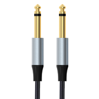 Câble de guitare mono plaqué or 6,5 mm à 6,5 mm en nylon tressé, boîtier en alliage d'aluminium portable, câble audio pour connecter des instruments
