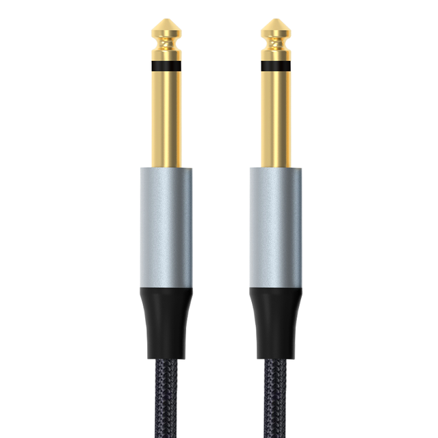 Nylon Braided 6.5mm to 6.5mm Gold Plated Mono Plug Guitar Cable Portable Aluminum Alloy Housing Audio Cable Connect Instruments