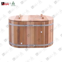蒸汽桑拿房制造商为健身房、水疗中心、恢复中心提供商用杉木不锈钢椭圆形冷水浴槽（带外部冷却器）