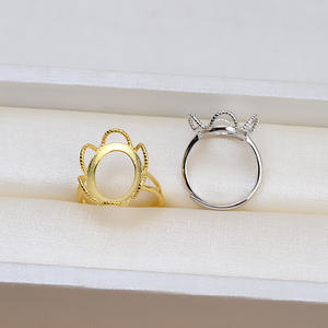 Anillo de Perlas Barrocas de Plata 925 Hecho a Mano, Base Hueca Abierta, Accesorio de Perlas para Mujer, 1440, Fornituras y Componentes de Joyería - Product Image 2