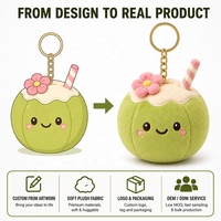 Porte-clés en peluche personnalisé : du design de noix de coco au produit réel, fabrication professionnelle OEM ODM, jouet en peluche doux personnalisé en forme de fruit à partir de votre illustration