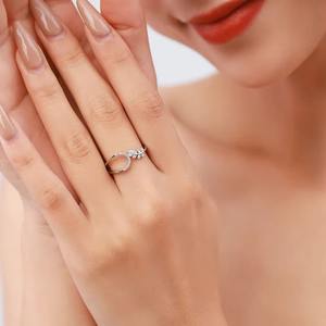 Bagues doubles en argent sterling 925 avec feuilles et zircons cubiques, pierres étincelantes, accessoires de mode empilables de qualité supérieure, vente en gros - Product Image 4