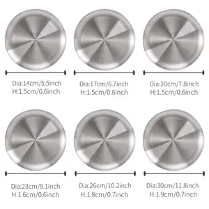 SS304 Dishwasher Safe Kids 14cm 17cm 20cm 23cm 26cm 30cm Stainless Steel <strong>Pizza</strong> Pans Dinnerware BBQ Tray Restaurant Salad <strong>Plates</strong> - Product Image 2