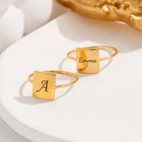 Drops hipping 18 Karat Gold Initial Custom Gravierte Ringe Gravur Name Ring Square Zarte Frauen Personal isierter Schmuck