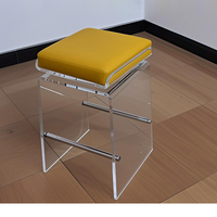 Tabouret de bar pivotant de luxe personnalisé, haut de gamme, moderne, en cuir PU, acrylique, acier inoxydable, pivotant à 360 degrés, sans accoudoirs, pour la maison, les bars, les hôtels