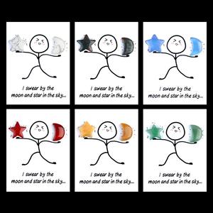 Tarjeta de curación Crystal Worry Stones Moon Shaped Star Witch Gemstone Pulido Pocket Palm Stones para DIY Meditación Equilibrio Decoración - Product Image 2