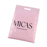 Sac d'expédition recyclable pour coursier, robuste, à fermeture sécurisée, avec poignée en plastique rose, pour envoi postal, avec logo