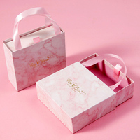 Boîte cadeau personnalisée en marbre avec poignée en ruban, boîte rigide coulissante pour les faveurs de mariage, les bonbons, les chocolats, les cosmétiques, les emballages de fêtes