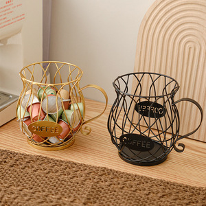 Coffee Pod Holder Iron Wire Mesh Basket With Handle For Coffee Storage Decorative Kitchen Organizer Simple Style - Product Image 5