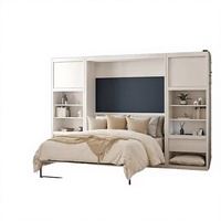 Lit mural Murphy moderne en pin massif, pliable et dissimulé, avec étagère intégrée, format Queen, style très tendance, idéal pour gagner de la place - Vente en gros