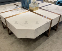 Table basse de luxe en acier inoxydable, pieds en marbre blanc, moderne, pour salon, offre spéciale,