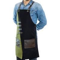 Tablier bicolore asymétrique en toile pour chefs, baristas, bricoleurs, artistes – Conception réglable à bretelles croisées, logo personnalisé