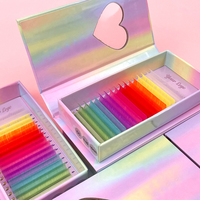 Plateau d'extensions de cils colorés Fadvan Private Label en soie, faux cils individuels colorés en vison