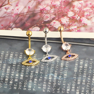 Yw Cơ Thể Đồ Trang Sức Đẹp CZ Pha Lê Mắt Ác Zircon Rhinestone Bụng Nút Rốn Xỏ Nhẫn Vật Liệu Chính Thép Không Gỉ - Product Image 3