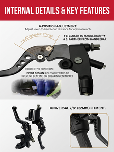 ชุดคันเบรกและคลัตช์ CNC สำหรับมอเตอร์ไซค์ทั่วไป ขนาด 7/8 นิ้ว 22 มม. ซ้ายและขวา สำหรับ Harley Honda Suzuki Yamaha - Product Image 2