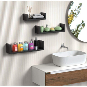 Bathroom <b>Shelves</b> <b>Wall</b> Mounted Rectangular Black <b>Floating</b> Shelf For Storage And Display In Bathroom - Product Image 1