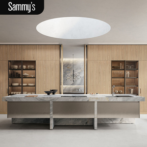 Gabinetes de Cocina Modernos e Inteligentes Personalizados, Juego Completo Listo para Armar con Isla y Fregadero, Artículos de Cocina de Madera - Product Image 1