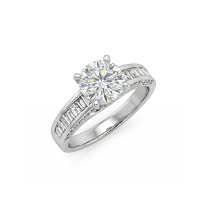 Anillo de Boda Personalizado de Plata Chapada en Oro de 14k con Diamante Cultivado en Laboratorio de 1.0 Quilates, Corte Brillante, Calidad VVS-VS, para Fiesta - Product Image 1