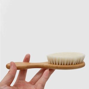 Customizable LOGO Beechwood Handle Soft Goat Bristles Baby Hair Cleaning Brush - Product Image 5