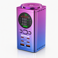 Nouvelle sortie de couleur : Chargeur sans fil GaN 360W 7-en-1 avec affichage intelligent PD 100W, magnétique, pour configurations de bureau gaming et ordinateurs portables, certifié FCC CE RoHS