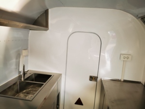 Stainless Steel Fiberglass Street Dining Car with Double Window Large Space for Fast Food <b>Hotdog</b> Ice - Product Image 3