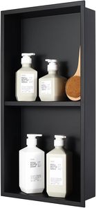 Nicho de Pared de Doble Capa Negro Mate Innovador, Nicho de Ducha Moderno Montado en la Esquina con Tira de LED Impermeable para Aplicaciones en Hoteles - Product Image 3