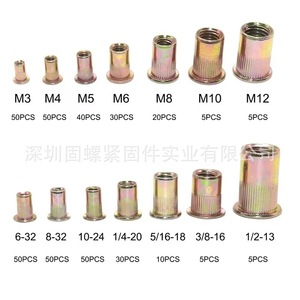 Rivet Nut M10 Zinc Yellow Chromate Plated Flat Head Swaged Metric 19.1 mm Length Insert Diameter 6.4 mm - Product Image 4