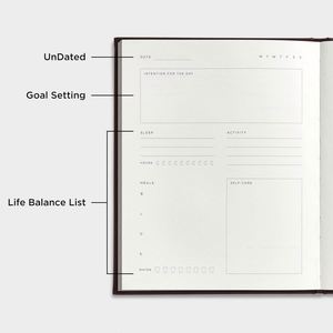 Self Care Wellness <b>Journal</b> with 100 Sheets Leather Hardcover Daily Gratitude & Meal Planner for Women & Men - Product Image 3