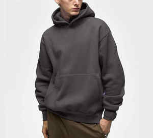 Sweats à capuche en coton uni épais 400gsm pour hommes populaires sweats à capuche en molleton éponge français surdimensionnés sweats à capuche 400gsm-hoodie - Product Image 2