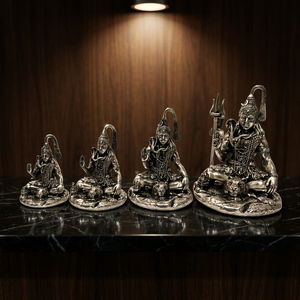 Paquete de 4 Estatuas de Dios Shiva en Plata Pura, Esculturas Religiosas Plateadas para Decoración del Hogar o Templo - Product Image 2
