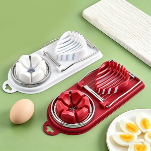 Egg Slicer 2 In 1 Stainless Steel Red White Color Egg Cutter Divider For Hard Boiled Eggs Kitchen Tool - Product Image 5