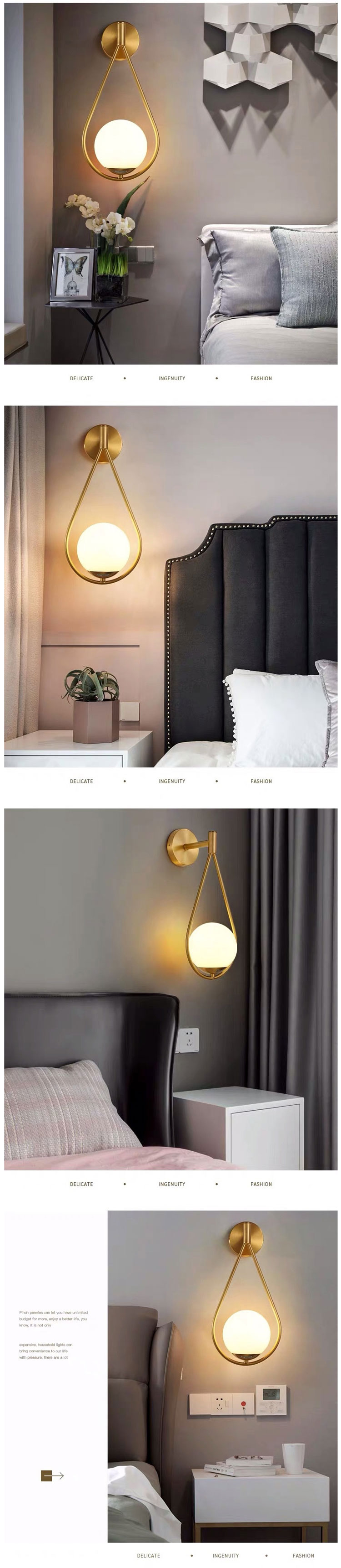 Modern Gold Decorative Indoor Bed Beside Hotel Living Sitting Room LED Wall Sconce Light
