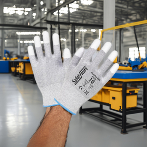 Anti-Slip Anti-Static Polyester Mixed Carbon Knitted <b>Gloves</b> with PU ESD <b>Touch</b> <b>Screen</b> Safety Construction Work Coated Free - Product Image 2