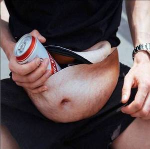Creative Anti-Harassment Unisex Waist Bag Pillow Shape <strong>Big</strong> Belly Design Geometric Zipper Portable Imitation PU Material Stylish - Product Image 2
