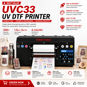 Imprimante d'étiquettes en feuille d'or 3D en relief UV DTF, <span class=keywords><strong>machine</strong></span> d'impression A3 de 33 cm de largeur, double tête XP600, finition vernie, imprimante de logos - Product Image 1