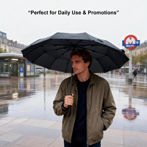 Business Men's <b>Windproof</b> Rainproof 12-Bone Automatic Stock <b>Umbrella</b> with Logo Printing High Wind Resistant Travel - Product Image 5