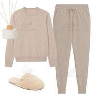 Fabricant d'ensemble de vêtements de détente en cachemire de luxe personnalisé pour femmes vêtements de détente tricot de laine cachemire cardigan pull-over pantalon pour femmes