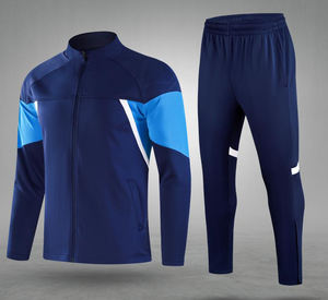 Herren Sport Fußball-Set Übergröße Atmungsaktiv Einfarbig Frühling Langer Anzug Fußball-Training 2-in-1 Schmal Geschnittene Hose mit Kordelzug Trainingsanzüge - Product Image 4