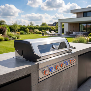 Parrilla de Gas de 7 Quemadores con Infrarrojos Traseros, de Acero Inoxidable, Moderna, <span class=keywords><strong>para</strong></span> <span class=keywords><strong>Cocina</strong></span> Exterior, Barbacoa de 7800 BTU, con Perilla LED, Luz Halógena y Tapa de Vidrio - Product Image 1