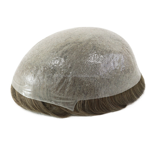 Sistema Capilar Masculino Superfino <span class=keywords><strong>de</strong></span> 0.05-0.06 MM, con Lazo en V <span class=keywords><strong>de</strong></span> 1/8\", Línea <span class=keywords><strong>de</strong></span> Cabello Natural, Color Beige Oscuro, Cabello Indio - Product Image 1