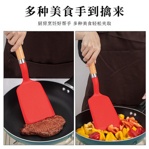 Wafuu Premium <b>Silicone</b> Spatula Wooden Handle High Temperature Resistant Cooking <b>Tool</b> For Steak Fish Pancakes - Product Image 2