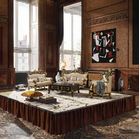 Ensemble table basse et meuble TV réglables en bois massif de style traditionnel antique pour salon