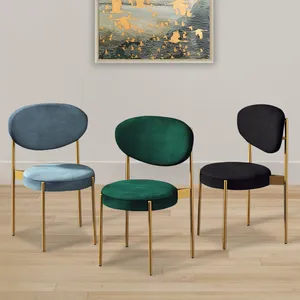 Modern Home Nordic Velvet Fabric Design Luxury Cafe Restaurant Furniture sedia imbottita per sala da pranzo con struttura in metallo oro