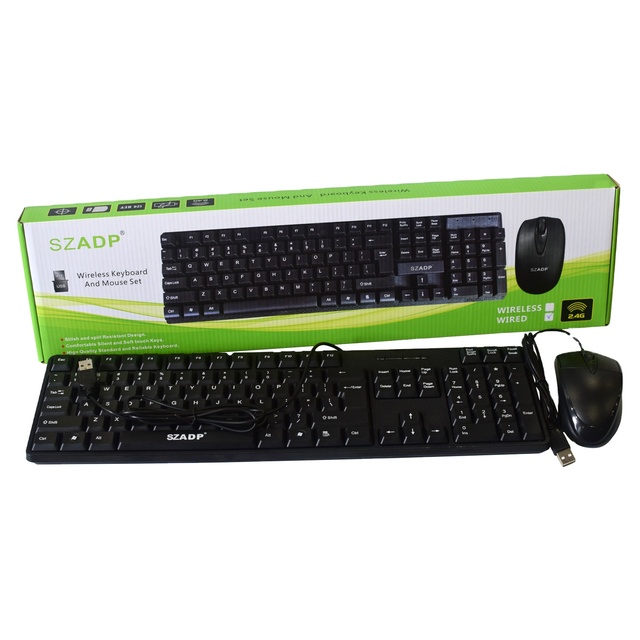 High Quality SZADP 2.4G Wired/wireless 104 Key Keyboard and Mouse Combo Set for Notebook Laptop Mac Desktop PC Computer