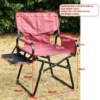 Chaise pliante de réalisateur en acier avec logo personnalisé et table latérale, siège compact de loisirs extérieur en Oxford 600D