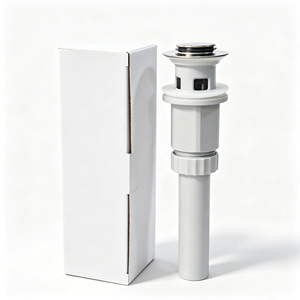 Bonde de lavabo escamotable universelle avec trop-plein, couvercle en acier inoxydable, corps en plastique, système clic-clac - Product Image 3