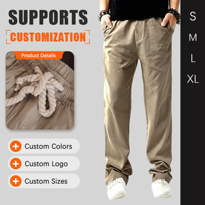 <span class=keywords><strong>Pantaloni</strong></span> in <span class=keywords><strong>Lino</strong></span> Antimicrobici per Uomo, Traspiranti e <span class=keywords><strong>Slim</strong></span> Fit, <span class=keywords><strong>Pantaloni</strong></span> Casual in Canapa e Cotone per l'Estate - Product Image 1
