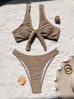 RUIQUWIN Vente en gros de maillots de bain sexy pour femmes de haute qualité, ensemble 2 pièces, soutien-gorge push-up à col en V, cordon de serrage, haute élasticité, respirant, pour adultes